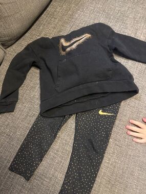 Nike Black and Gold Kids Hoodie & Leggings Set